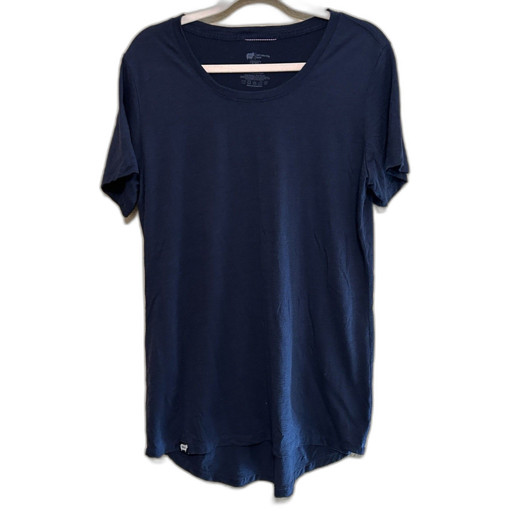 Wuru 100% Merino Wool Short Sleeve Base Layer T Shirt Womens XXL Navy Blue
